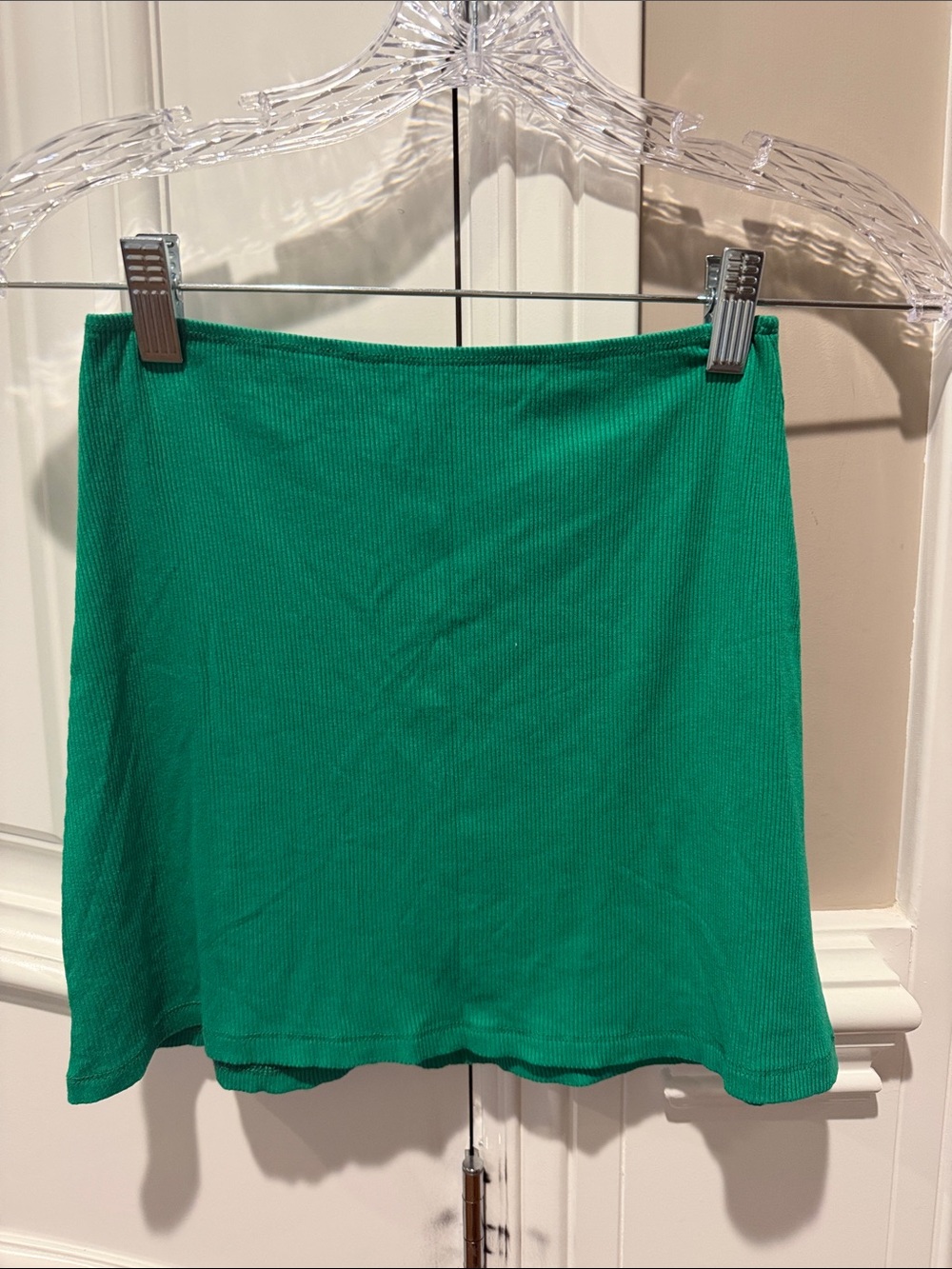 Princess Polly Emerald Green Ribbed Skater Mini Skirt